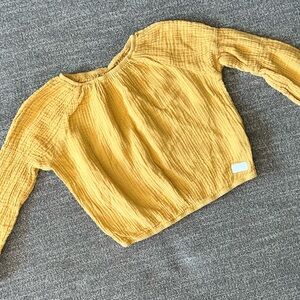 7 For All Mankind Kids Yellow Muslin Long Sleeve Tee